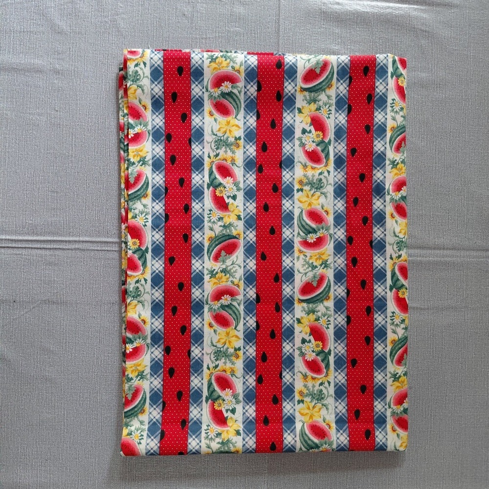 Vtg Watermelon Striped Fabric 22.5" x 62" Lightweight Cotton Blend
